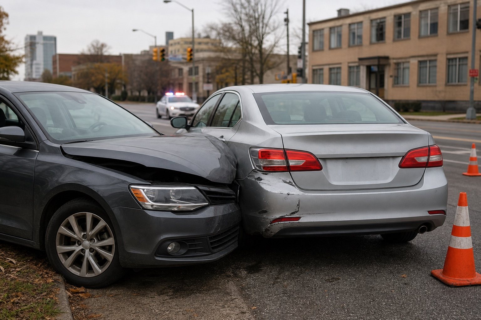 Fort Wayne car crash scene where police report fault may be disputed in an Indiana injury claim