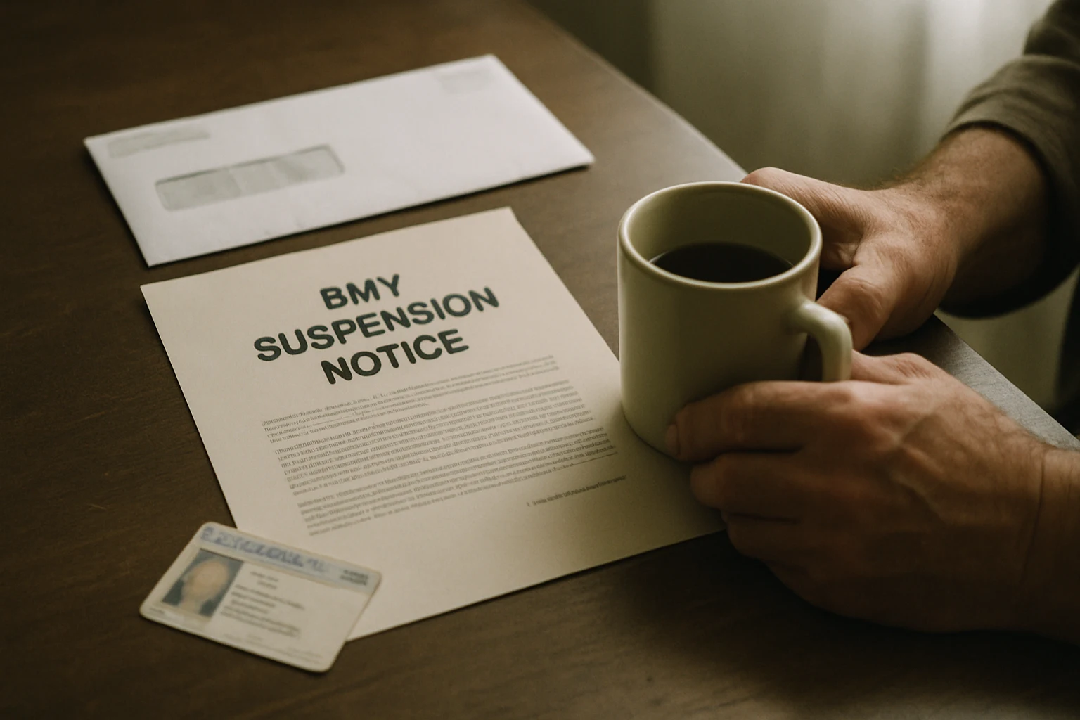 A BMV suspension notice on a Fort Wayne kitchen table