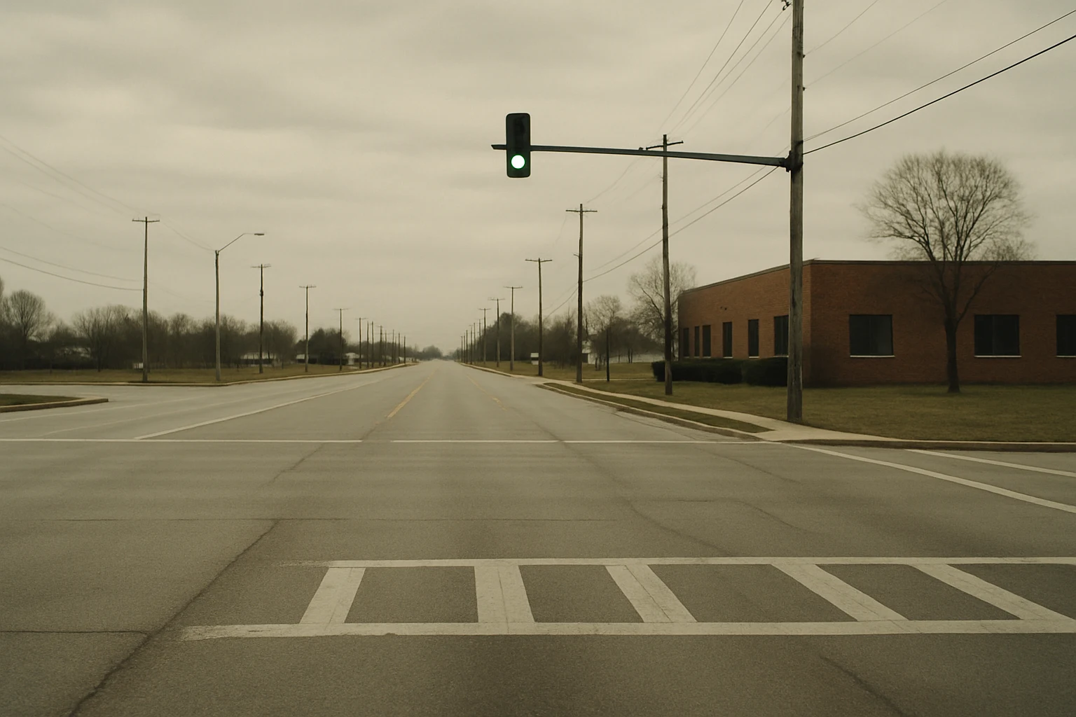 A four-way intersection in Fort Wayne where a comparative-fault dispute might arise