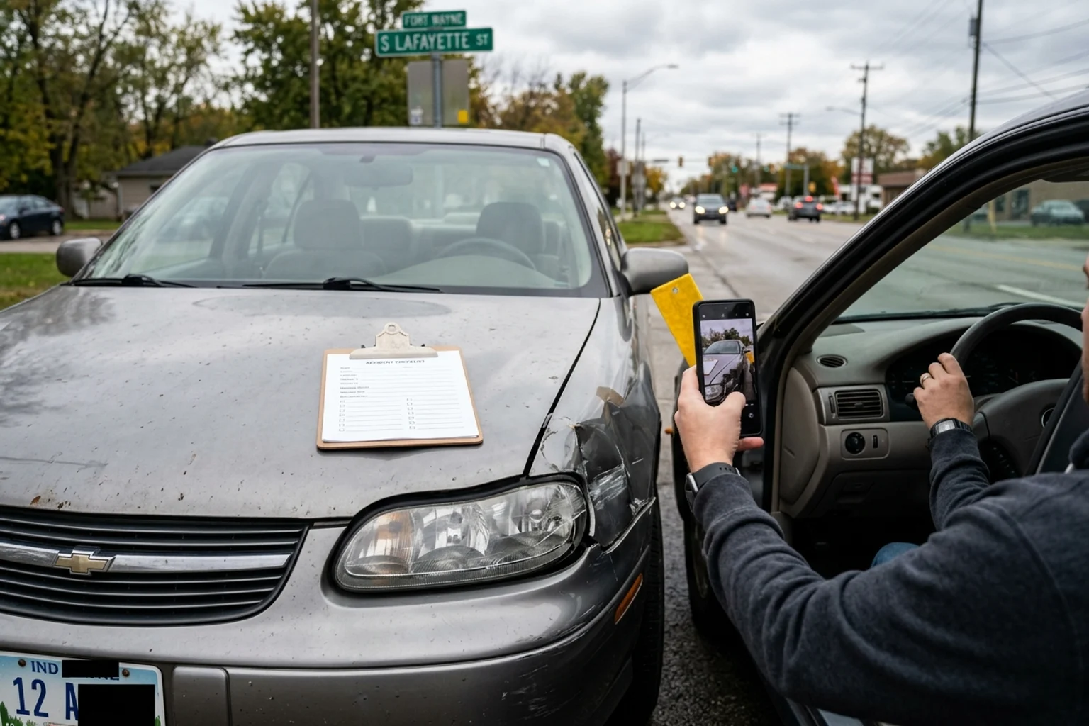 Driver and vehicle information documented after a Fort Wayne crash