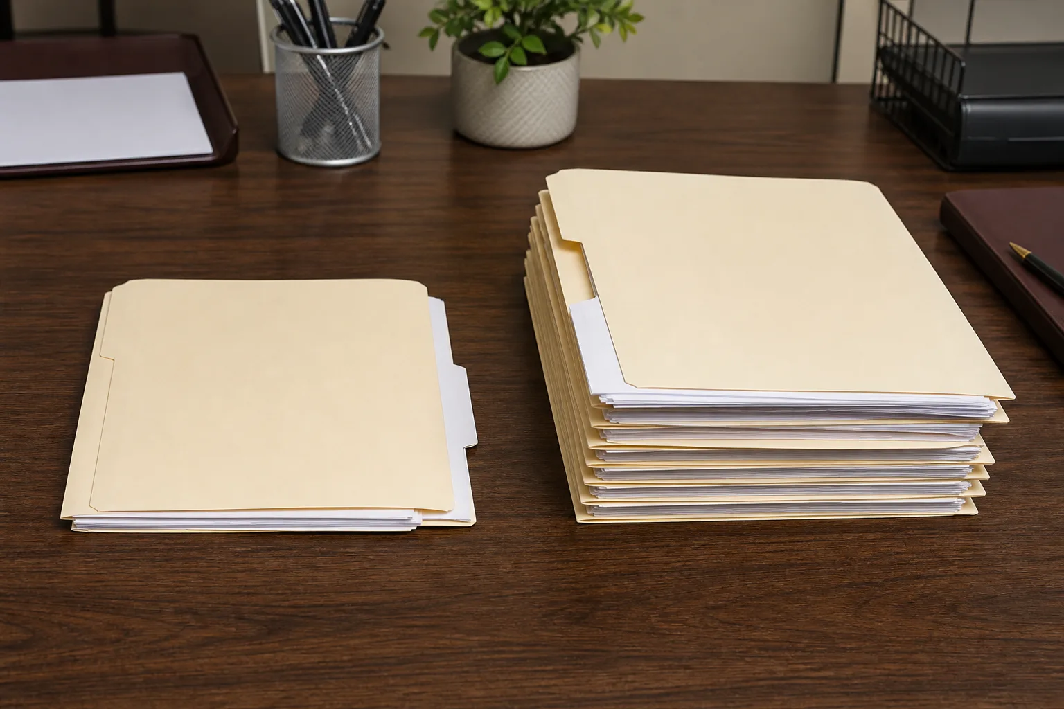 Two file folders representing informal and formal Indiana workers' comp processes