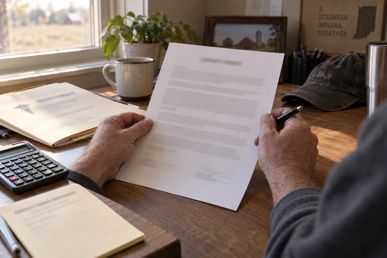 Worker carefully reviewing proposed workers’ compensation settlement terms