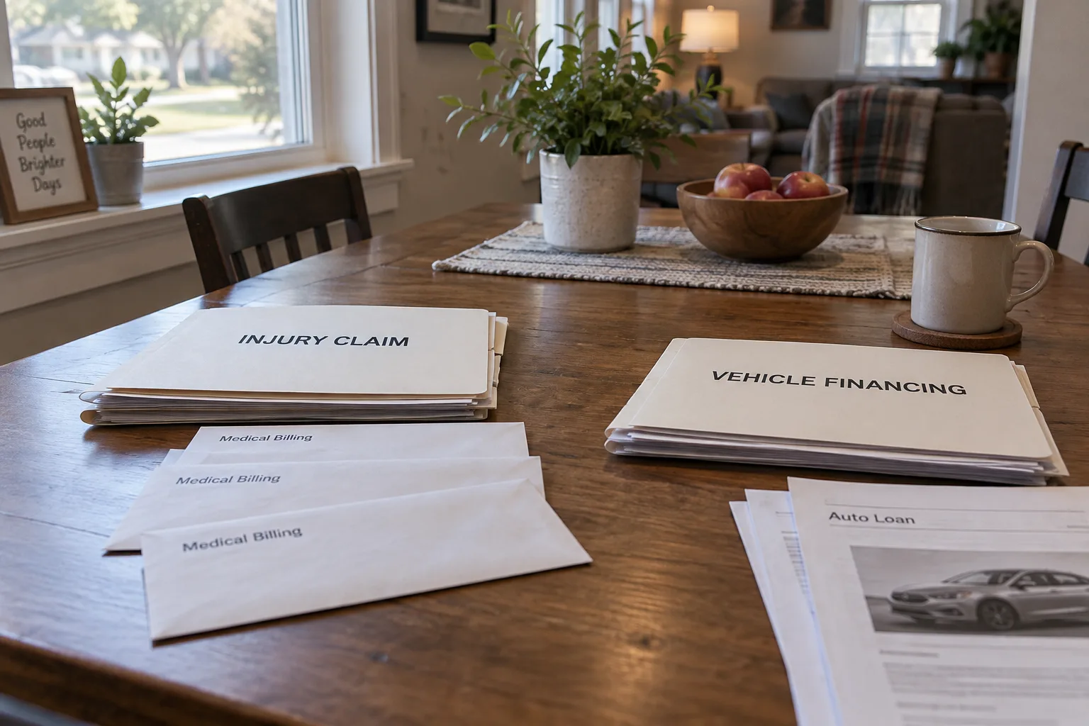 Separate folders for medical expenses and a financed vehicle claim
