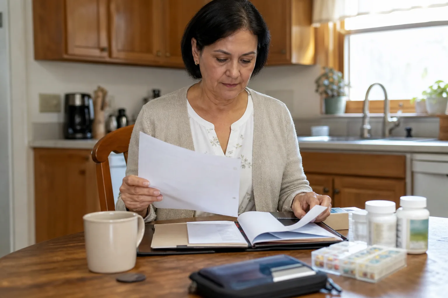 Injured worker preparing notes and records before a workers' comp doctor visit