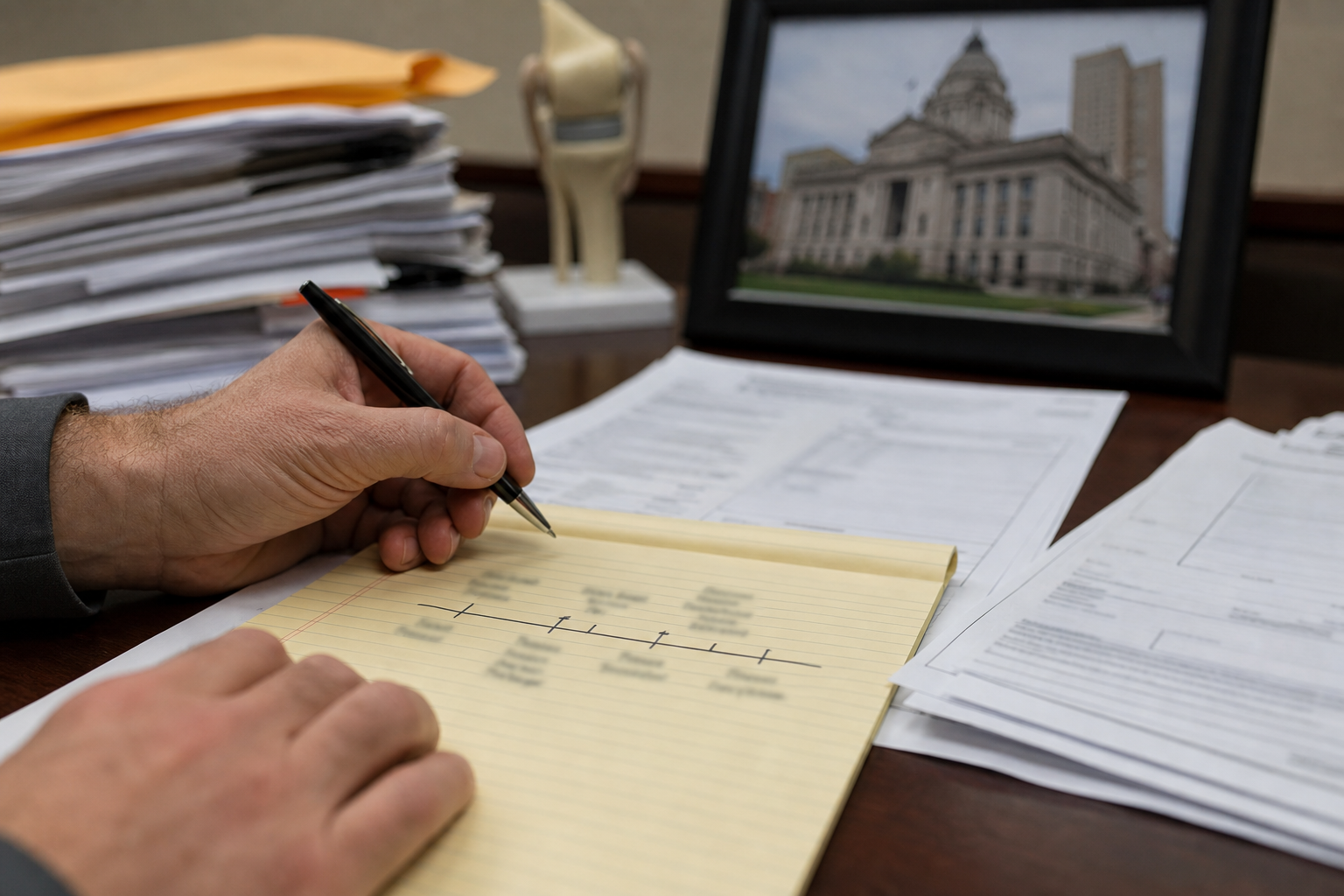 Fort Wayne worker writing a symptom timeline after an independent medical examination