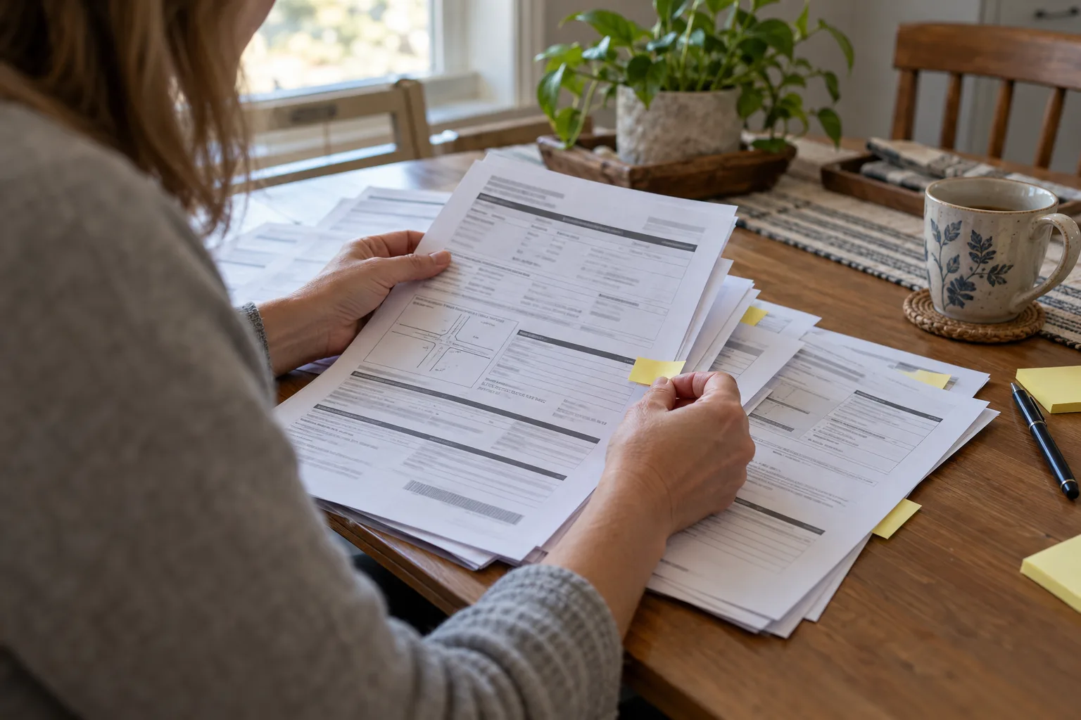 Illustration of a person comparing entries on a crash report