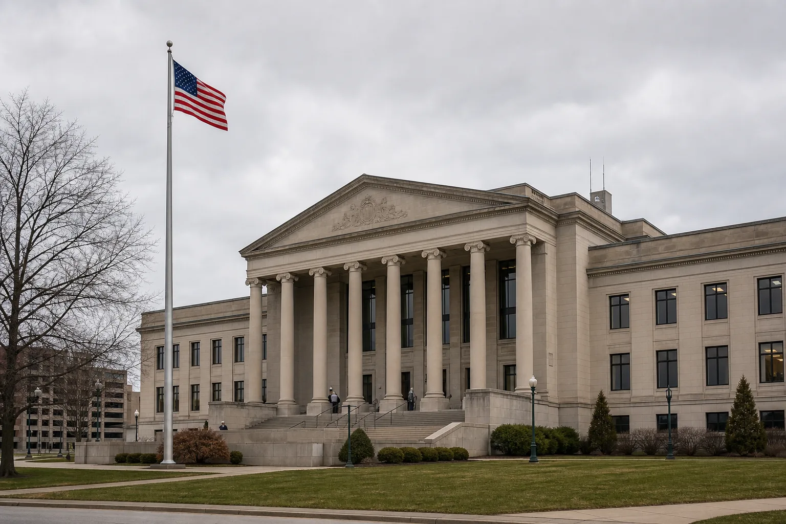 Indiana state government office building representing the Worker's Compensation Board