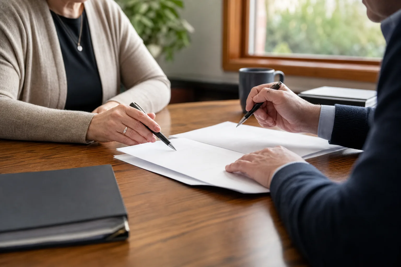 Injured worker reviewing workers' compensation options during a consultation