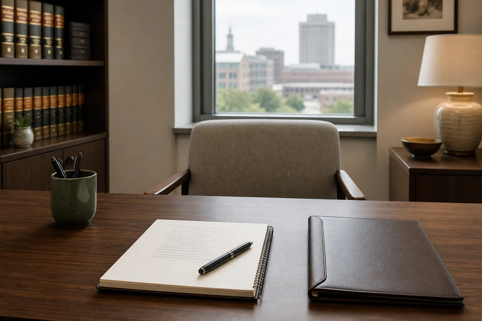 A notebook of questions and organized folder ready for a legal consultation