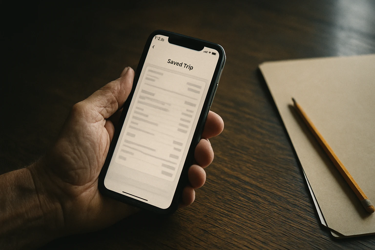 Close-up of a smartphone screen showing a saved rideshare trip receipt after a Fort Wayne crash
