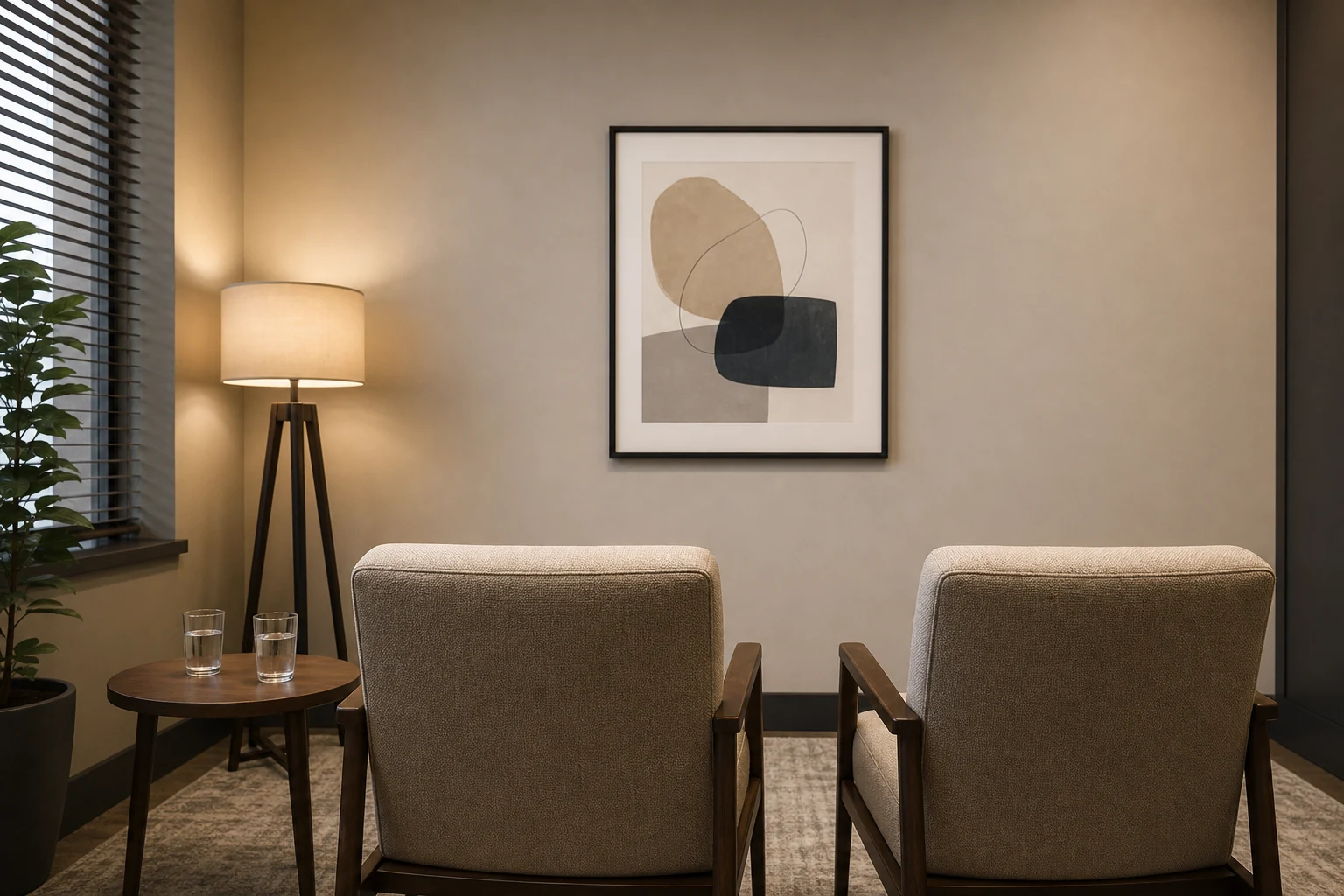 Private attorney-client preparation room before Indiana injury mediation