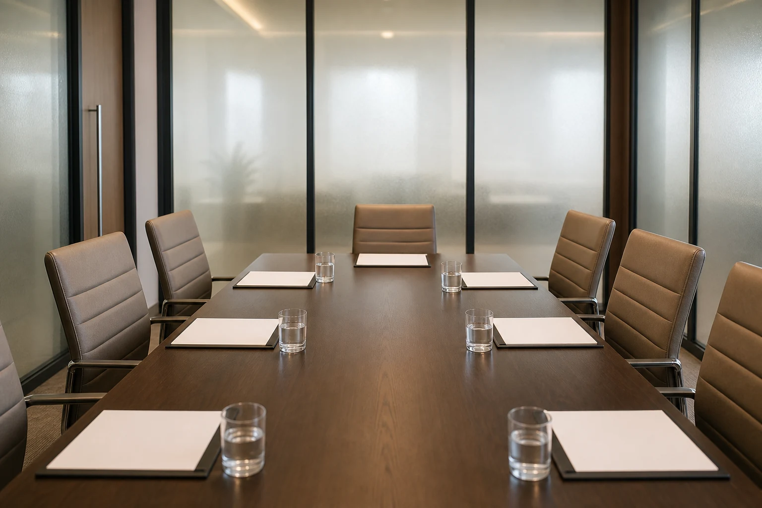 Empty conference room prepared for Indiana personal injury mediation