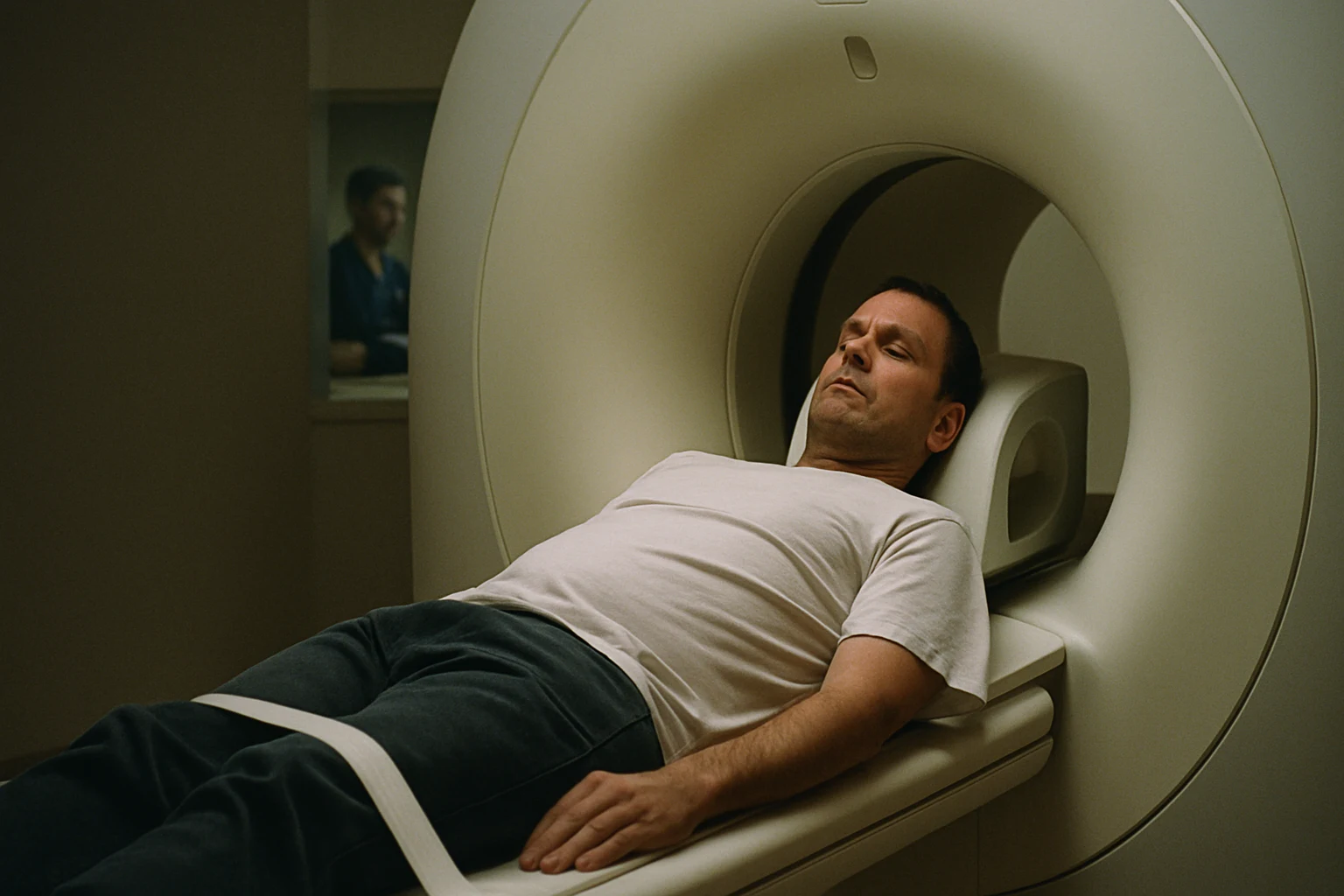 A patient sliding into an MRI machine at a Fort Wayne imaging center for cervical spine evaluation