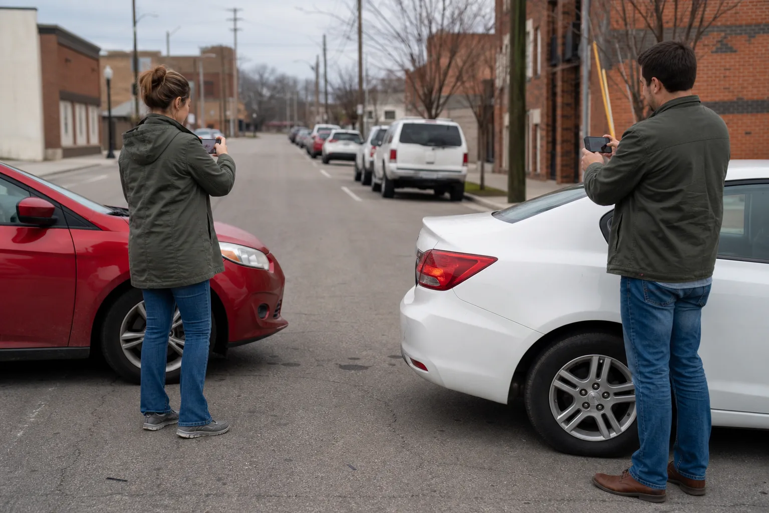 Drivers preserve roadway and vehicle evidence after an Indiana crash.