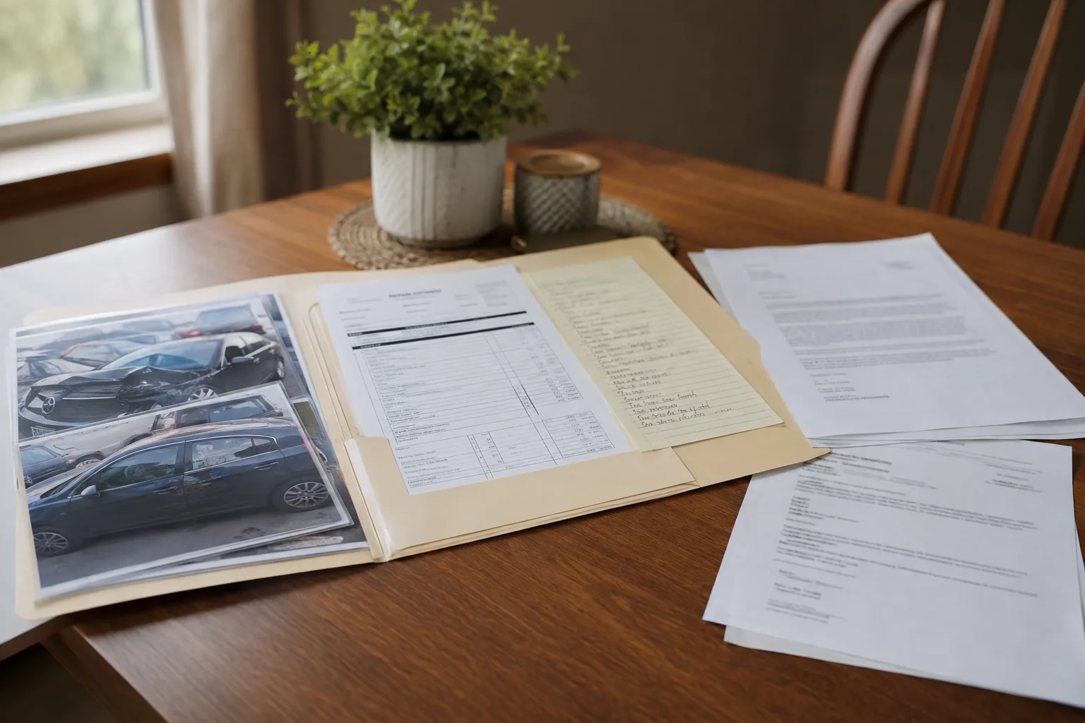 Organized records for an Indiana multi-vehicle crash claim