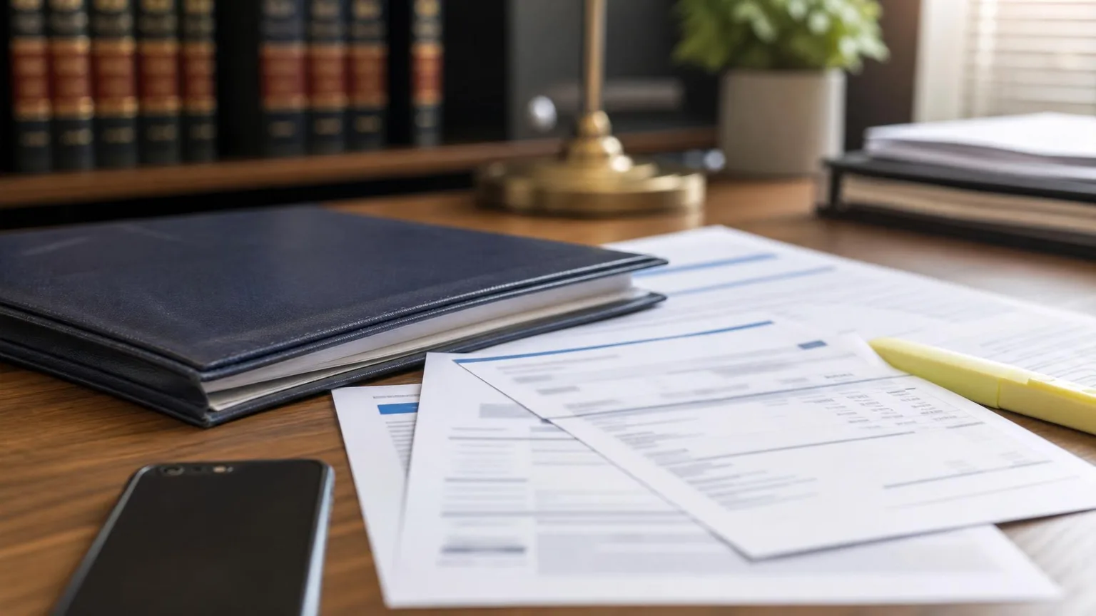 Auto insurance policy folder and medical provider statements after an Indiana accident