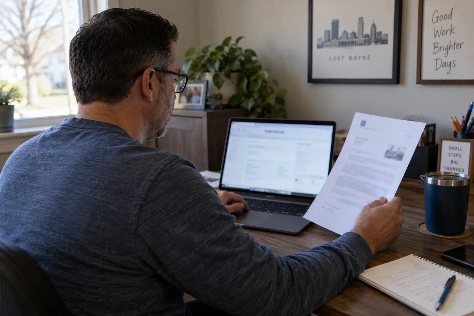 Indiana resident reviewing an excise-tax refund form and total-loss letter