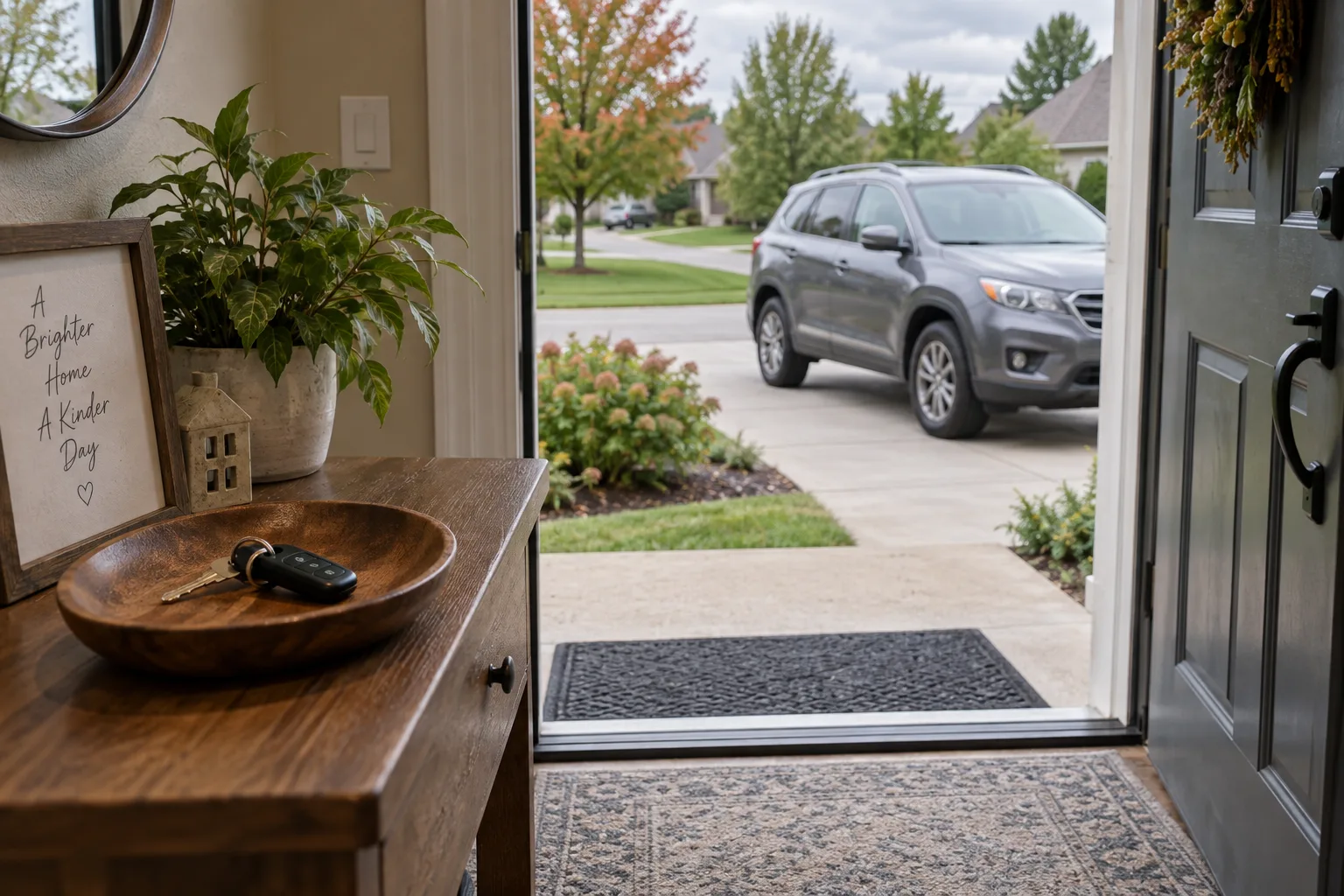 Family vehicle and keys illustrating access to a car in northeast Indiana