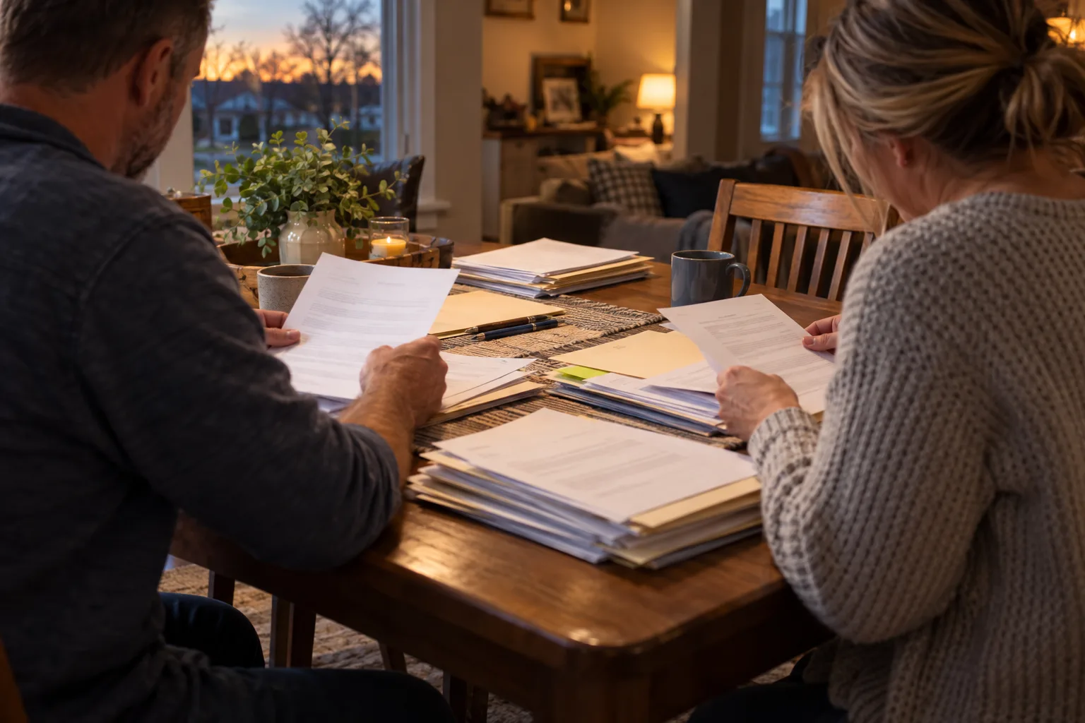 Indiana worker and family member organizing workers’ compensation records