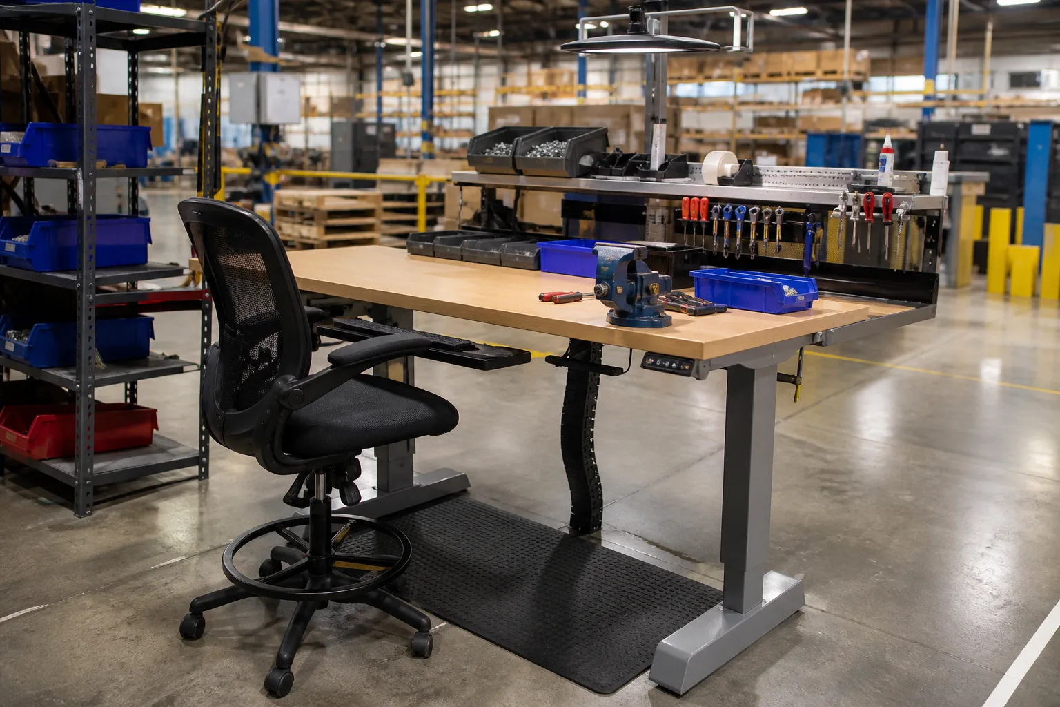 Modified workstation arranged to accommodate an Indiana employee's work restrictions