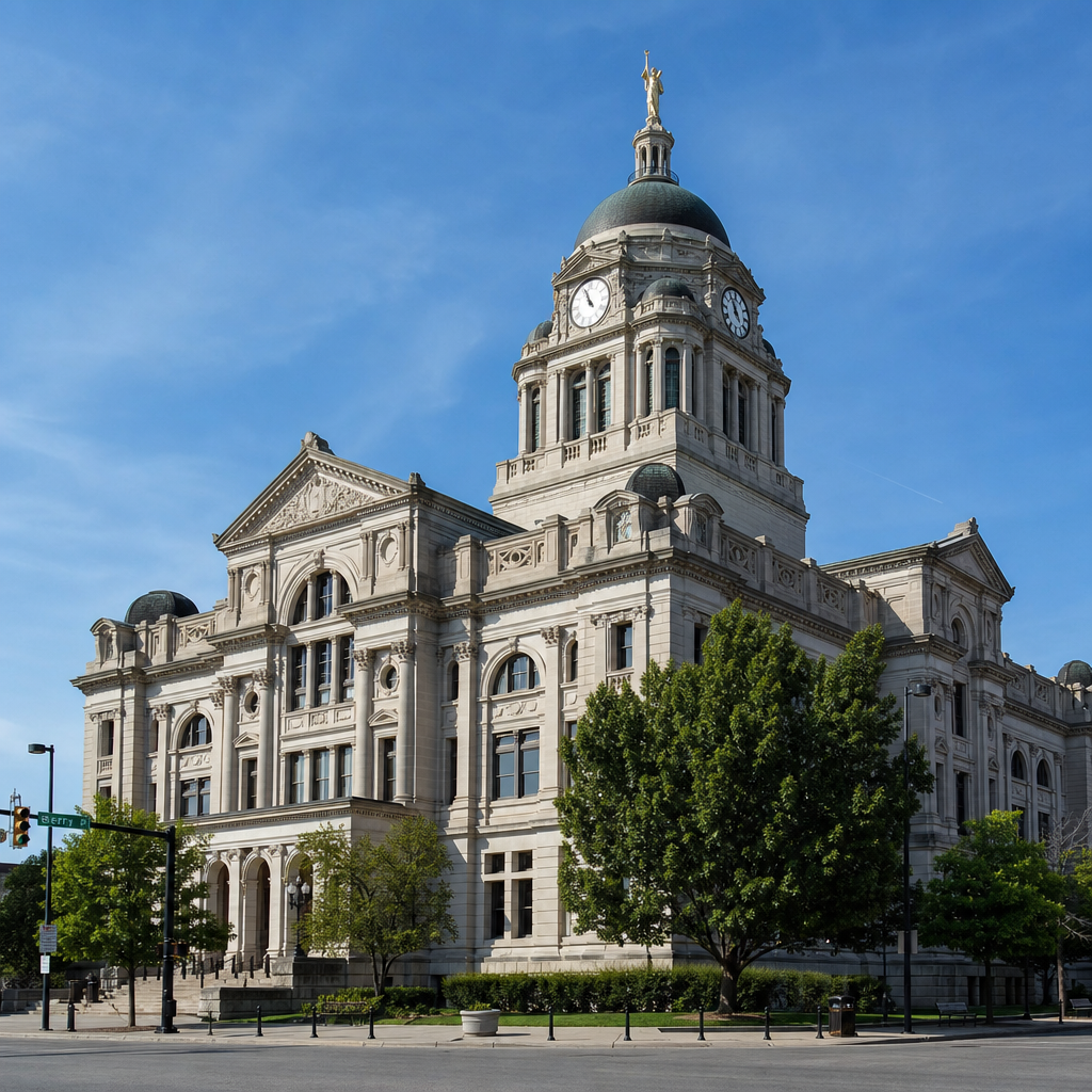 Allen County Courthouse in Fort Wayne, Indiana, where civil personal-injury claims arising from Allen County crashes are filed.