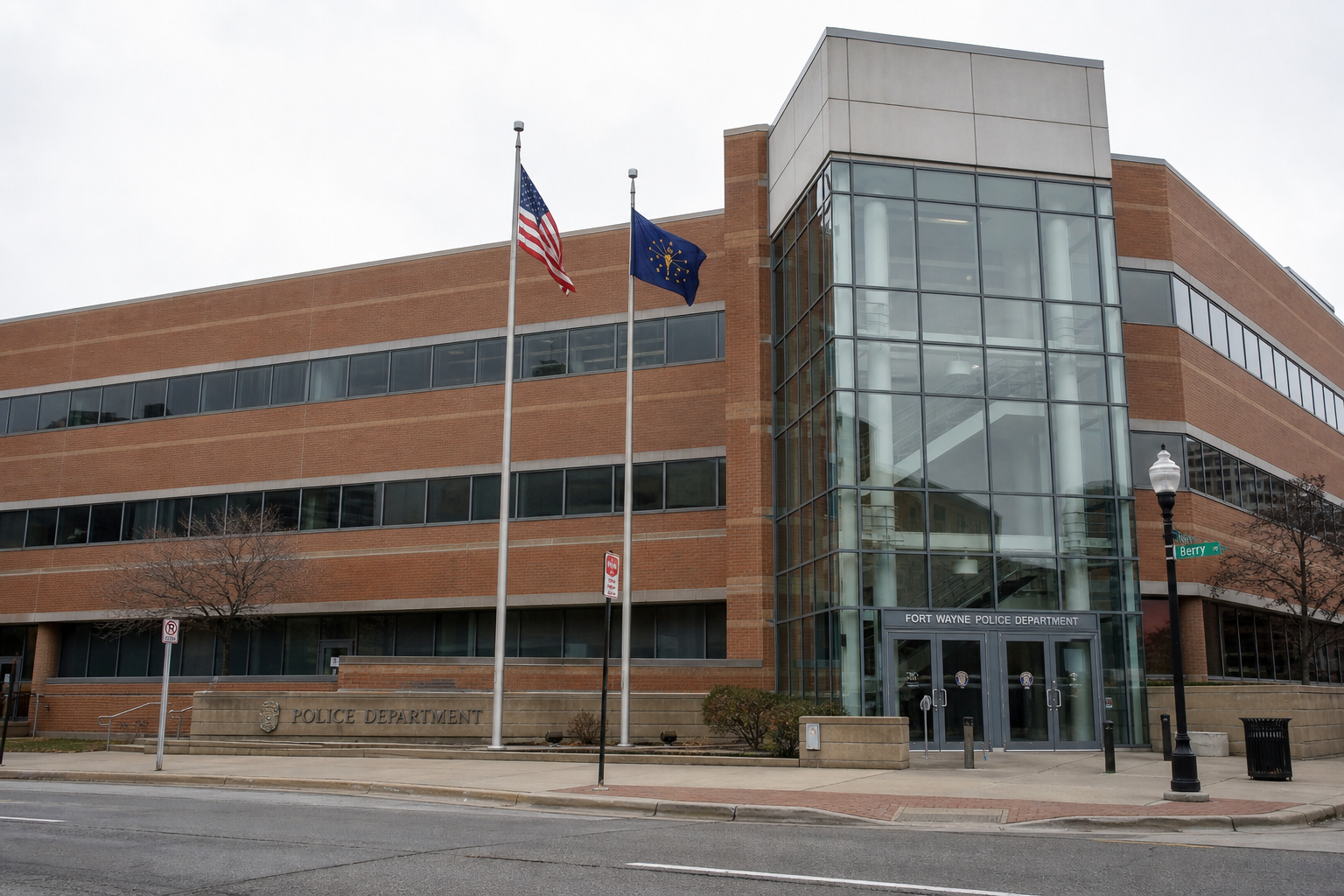 Exterior of the Fort Wayne Police Department headquarters in Allen County, Indiana, the agency investigating the Hessen Cassel Road and East Maple Grove Avenue crash.