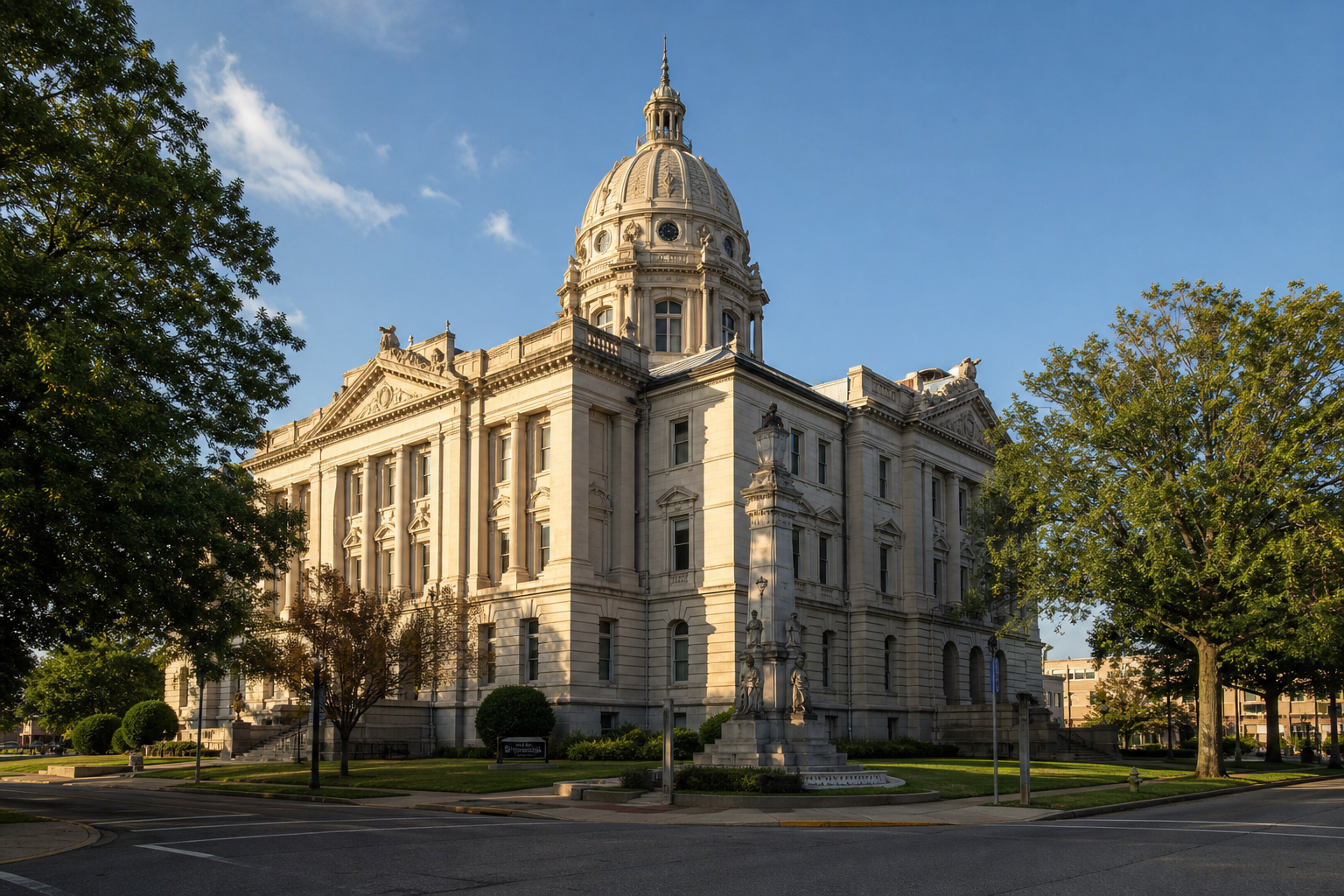 Exterior of the Allen County Courthouse in downtown Fort Wayne, the civil jurisdiction where Indiana injury claims arising from south-side Fort Wayne crashes are typically filed.