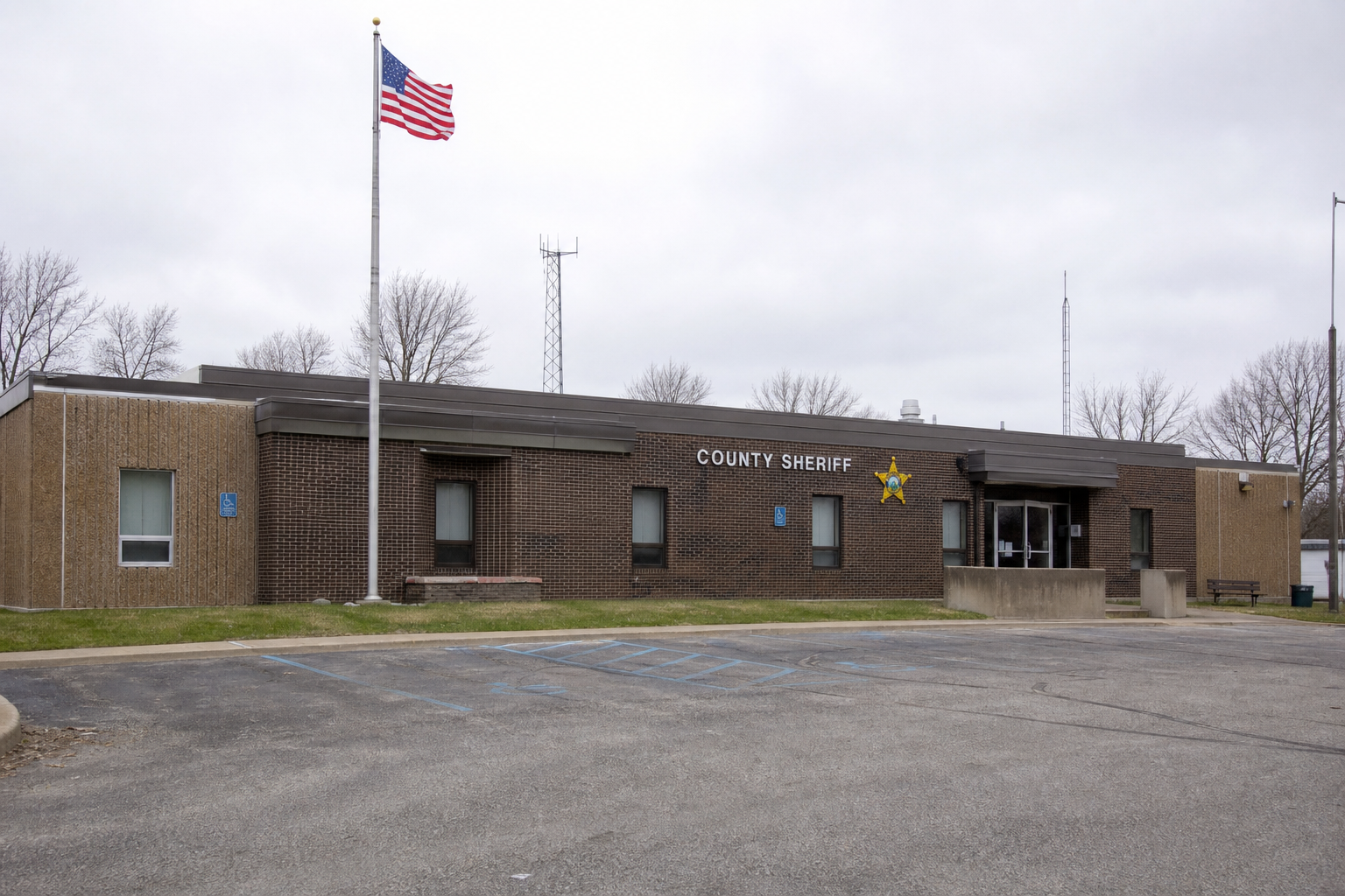 Crawford County Jail exterior in rural Indiana, where the driver in the Leavenworth-area fatal crash was booked on preliminary OWI charges