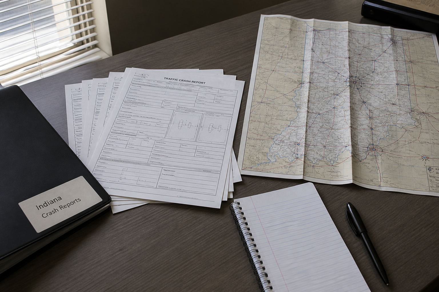 Crash-report and evidence records illustrating documents that may matter after a serious Indiana interstate collision.