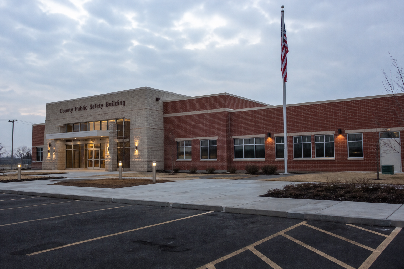 County public-safety building representing the Warrick County records and investigation connected to the I-64 crash.