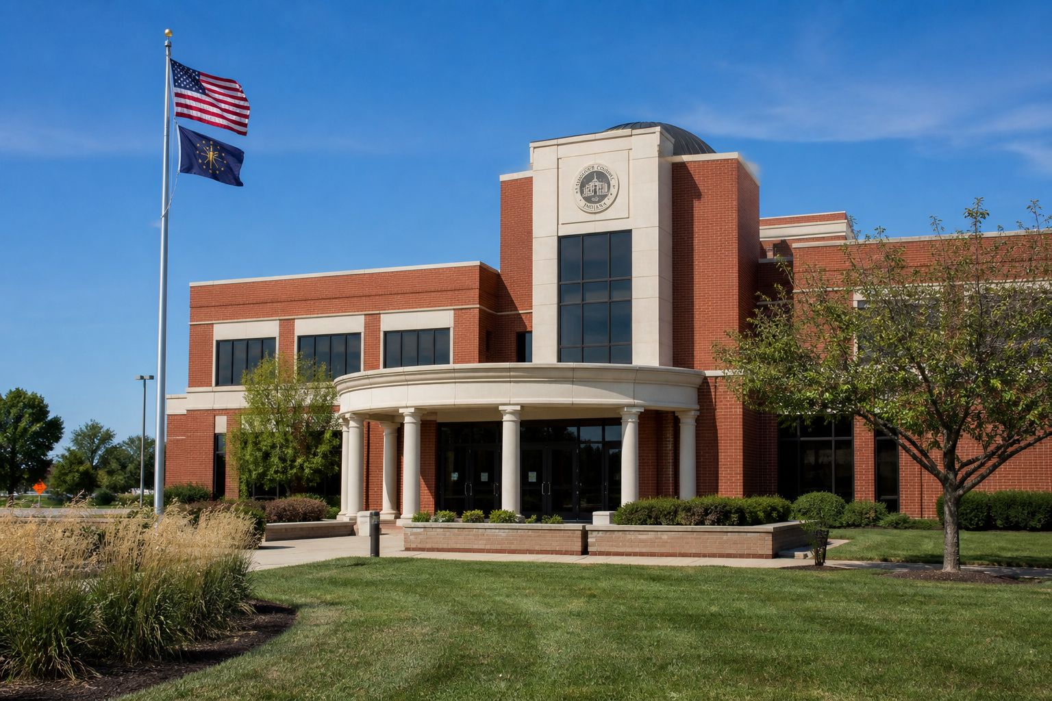 Johnson County government building exterior, representing the local records and agencies involved after a fatal Whiteland crash.