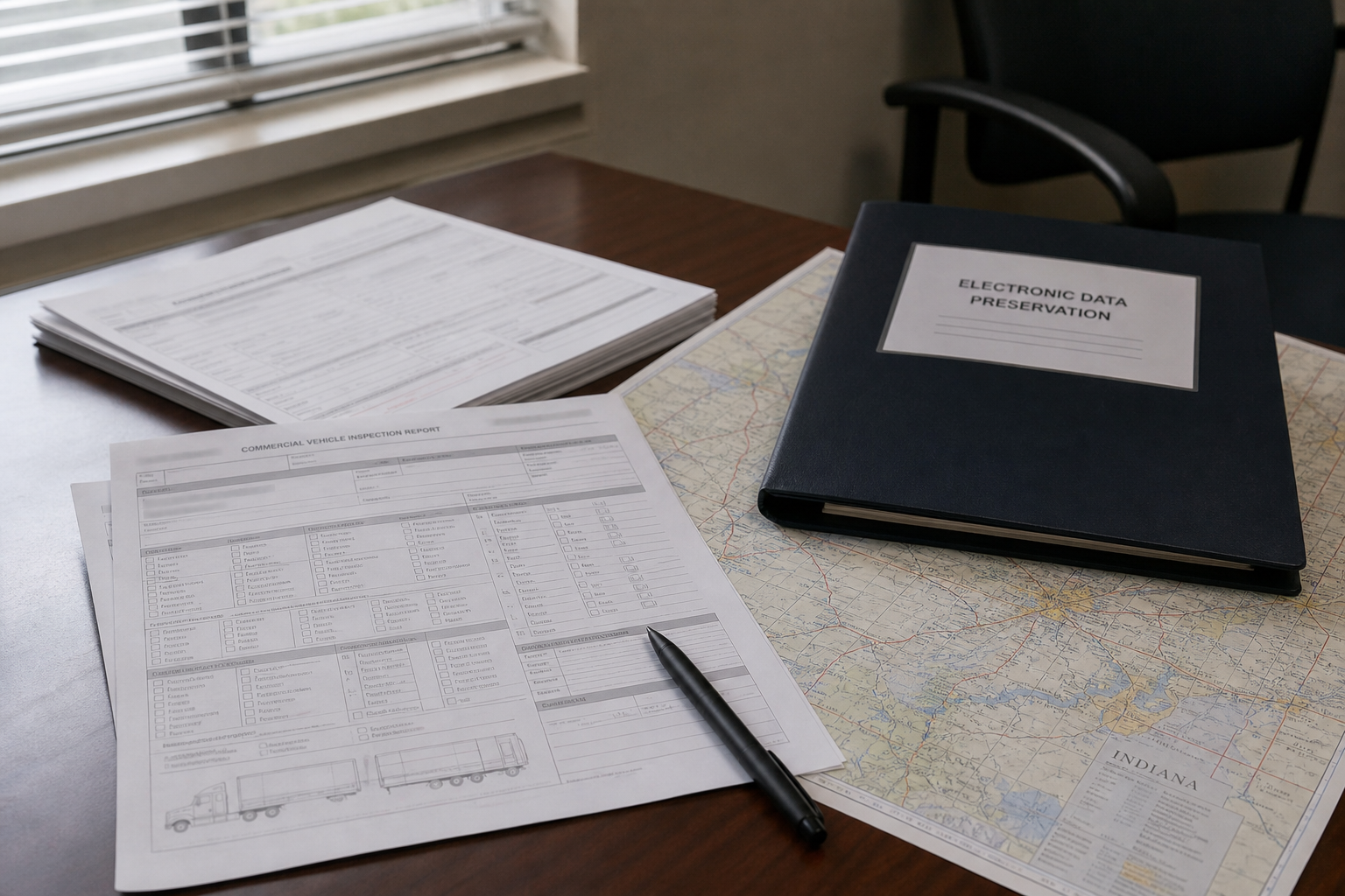 Commercial-truck records representing electronic data, inspection documents, and other evidence that may matter after an Indiana semi rollover.