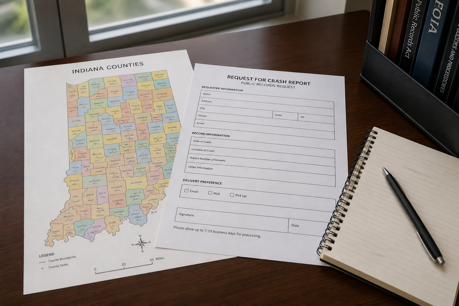 Public-records materials representing the crash report and evidence review after the U.S. 52 collision in Shelby County.
