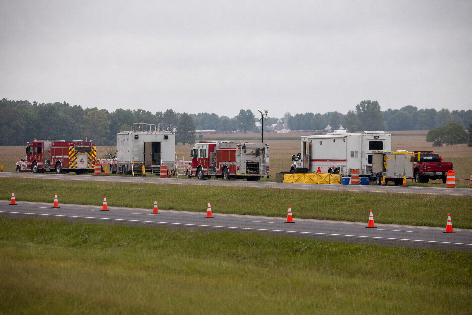 Hazardous-material response equipment illustrating fuel-leak cleanup issues after a tanker crash in Henry County.