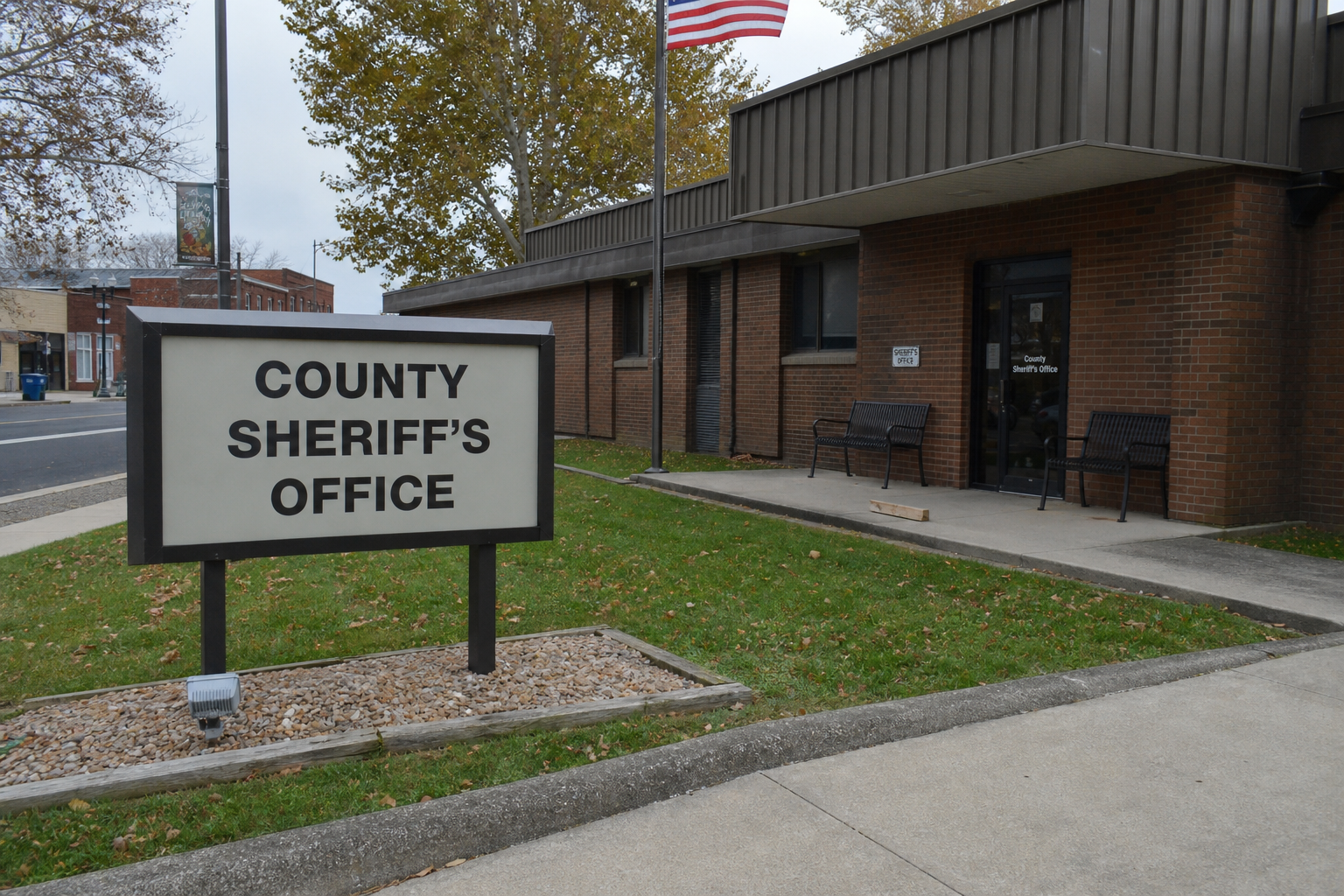 County sheriff’s office exterior representing the ongoing Bartholomew County accident reconstruction investigation.