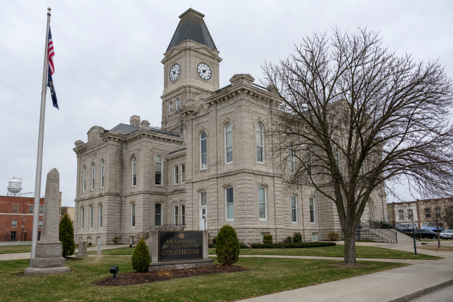 A county courthouse exterior represents the Boone County investigation and Indiana legal issues following the I-65 car and semi collision.