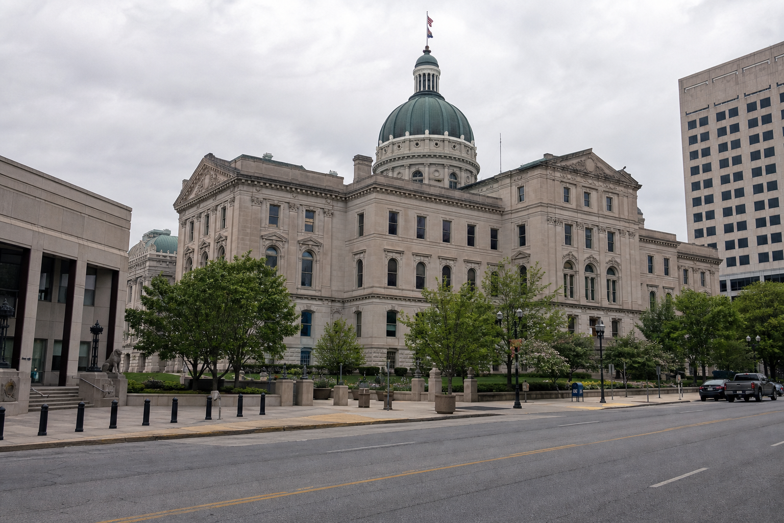 Marion County courthouse exterior in Indianapolis, representing the jurisdiction for criminal charging decisions and potential civil proceedings after the crash.