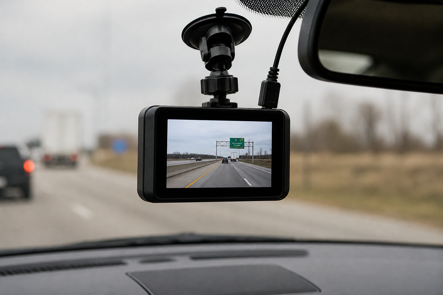 A vehicle dashcam representing video evidence sought after the fatal I-69 hit-and-run in Hamilton County.