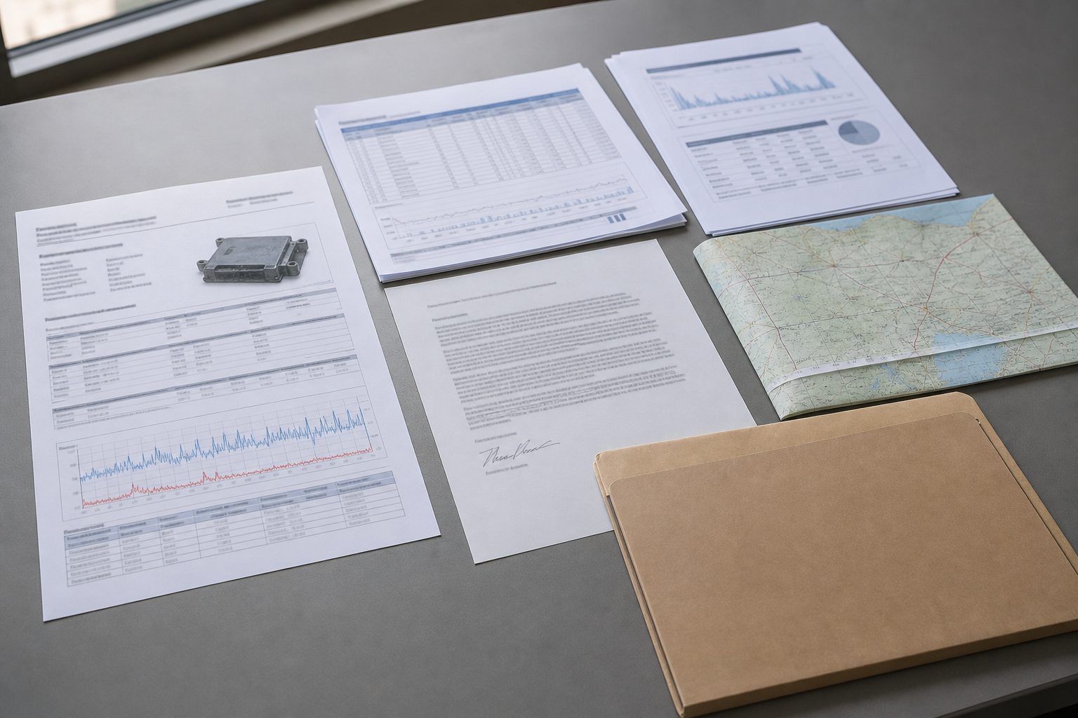 Commercial truck ECM records, logging documents, and an evidence preservation letter representing records that may matter after an Elkhart semi crash.