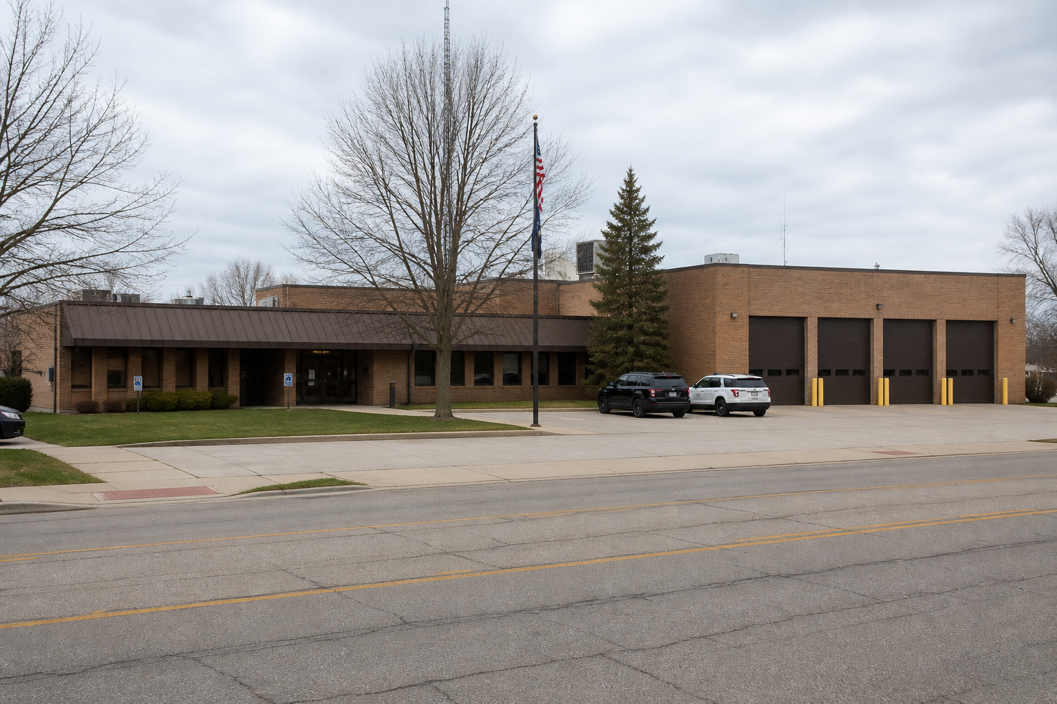 Public-safety building in Elkhart, Indiana, representing the ongoing police reconstruction investigation into the U.S. 20 motorcycle and semi collision.