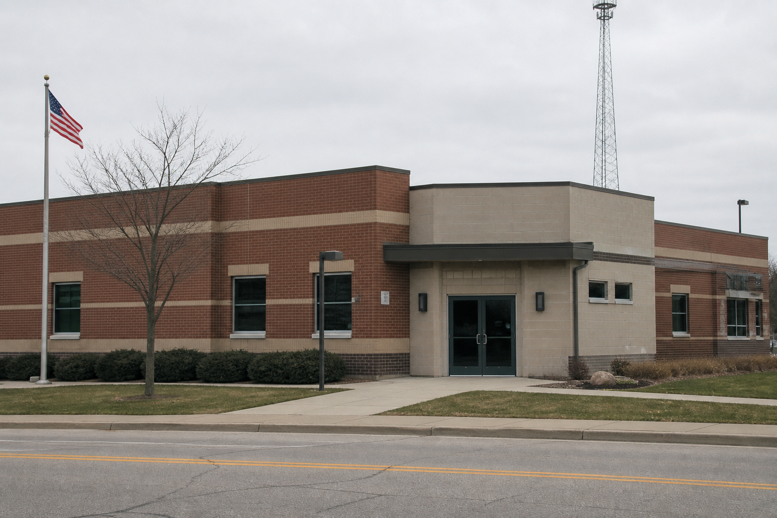 Generic northwest Indiana police station exterior representing the agencies that investigated the Lake Station parade incident.