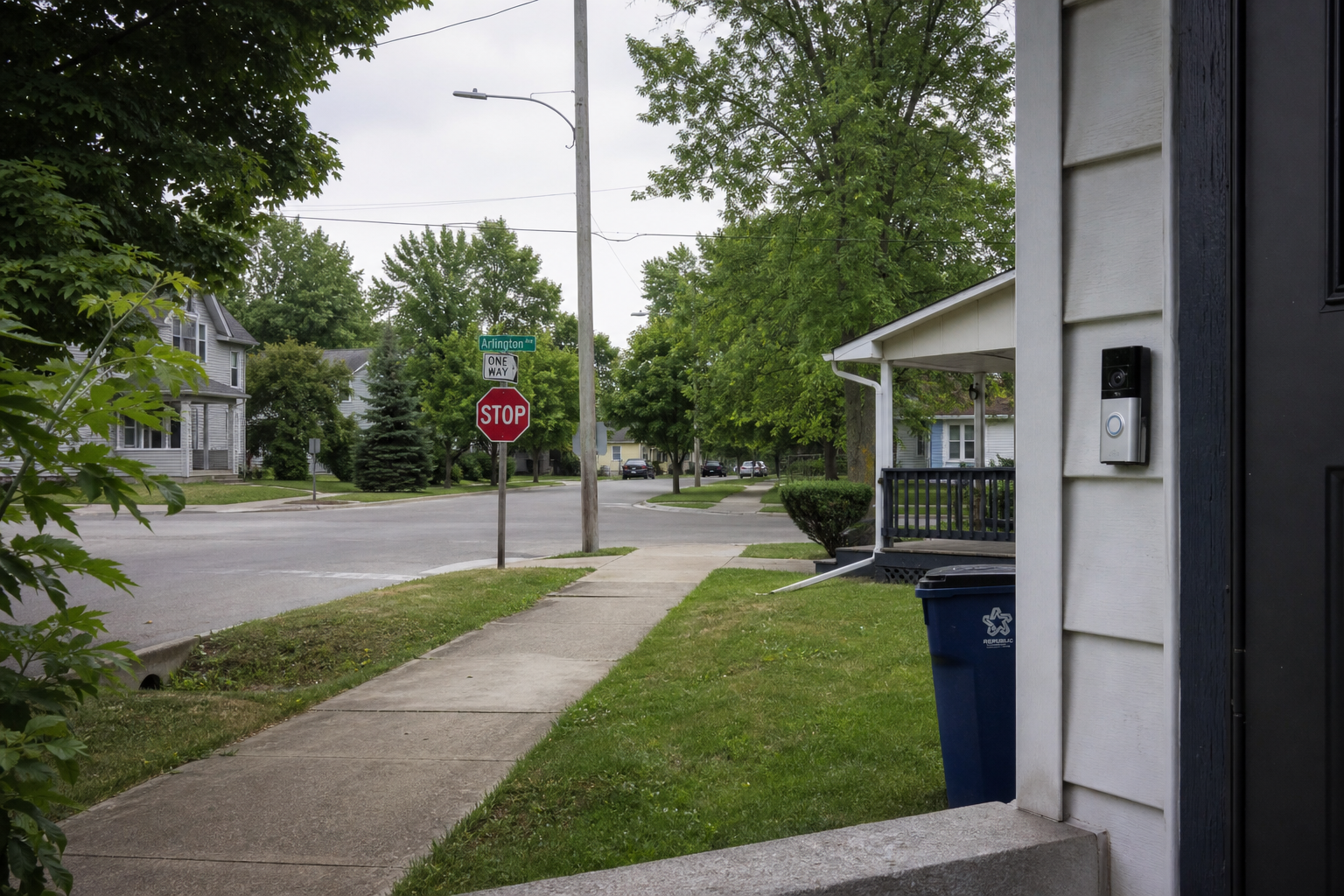 Residential intersection camera in South Bend illustrating the importance of preserving video after a hit-and-run report.
