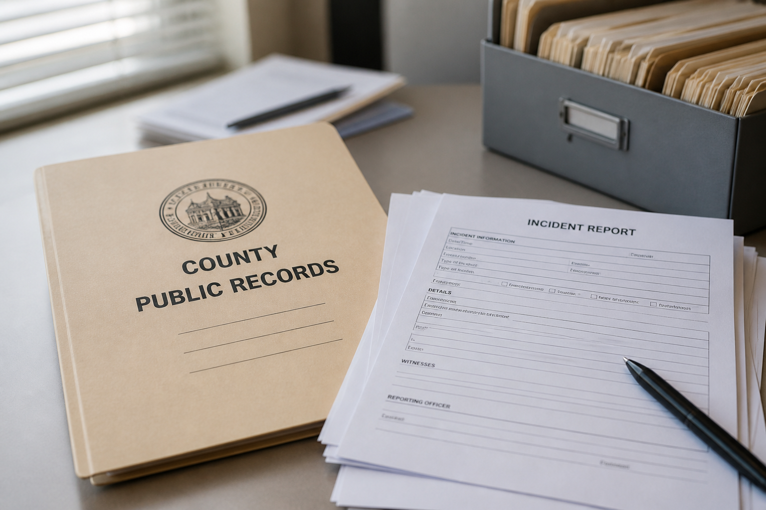 Public-records and incident-report documents representing evidence and insurance questions after a St. Joseph County crash.