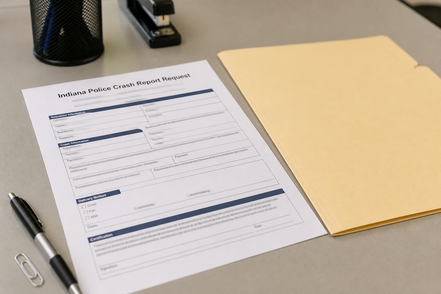 Public-records documents representing the crash report and evidence families may request after the I-265 collision.