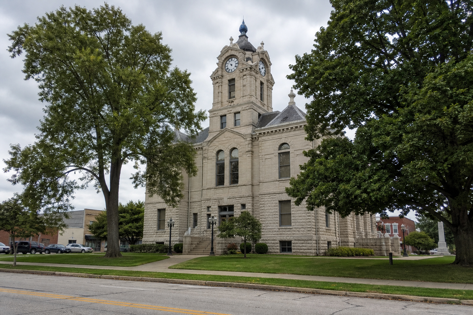 Indiana county courthouse exterior representing legal and insurance issues following a roadway injury crash in Orange County.