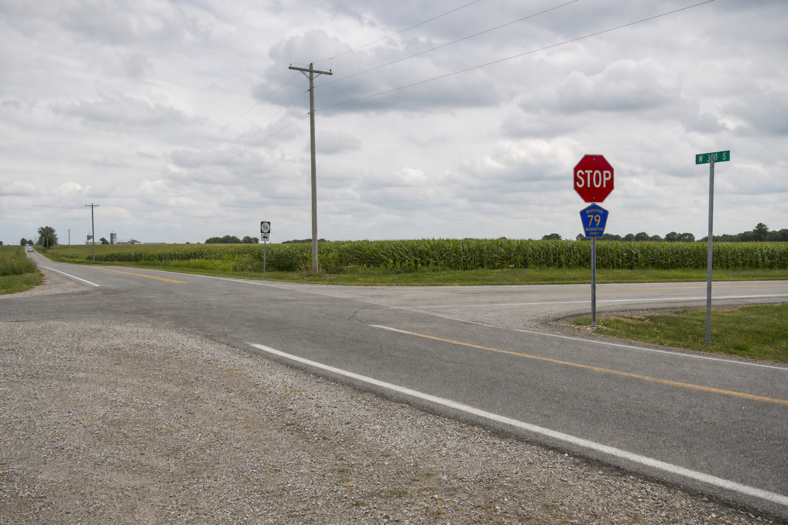 Rural Parke County intersection setting relevant to the reported State Road 59 hit-and-run investigation.