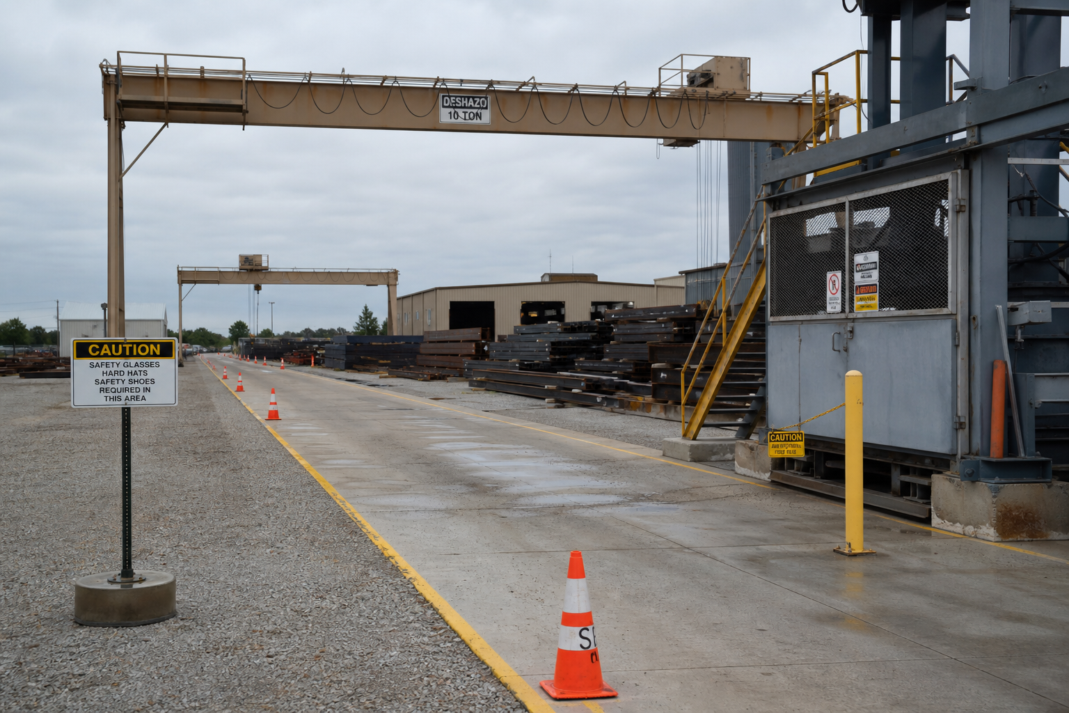 A generic Indiana industrial work area illustrating the type of physical evidence reviewed after a Crawfordsville workplace fatality.