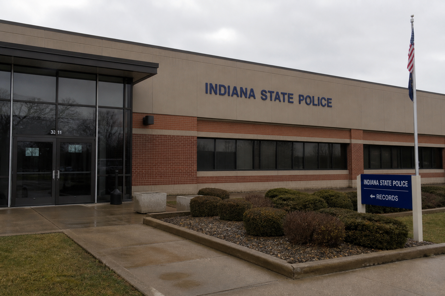 Indiana State Police setting representing the ongoing investigation into the Washington motorcycle crash.