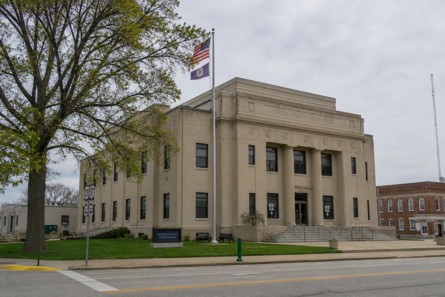 Daviess County courthouse in Washington, Indiana, where local records and court proceedings connected to the crash may be handled.