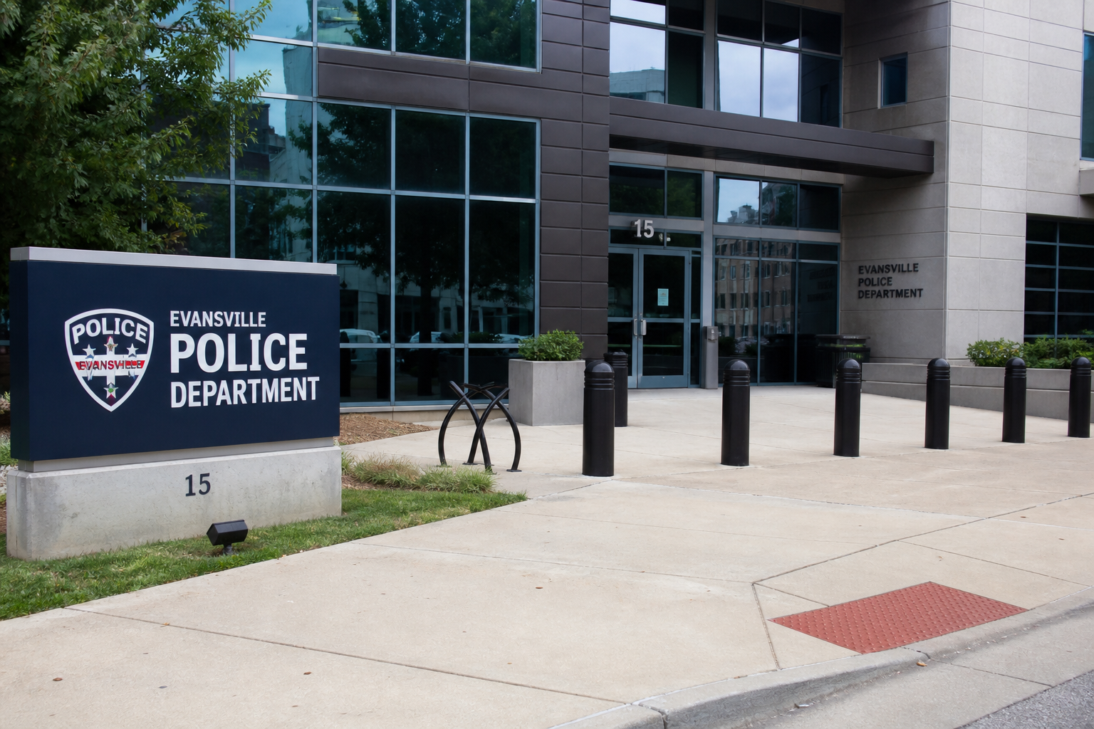 Evansville Police Department exterior, the agency investigating the fatal shooting reported on Delmar Avenue.